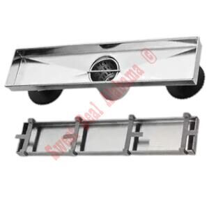 12" Stainless Steel Linear Shower Floor Drain, Brushed Nickel w/ Hair Strainer